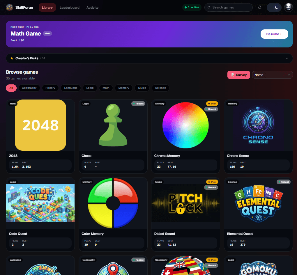 skillforge interface screenshot